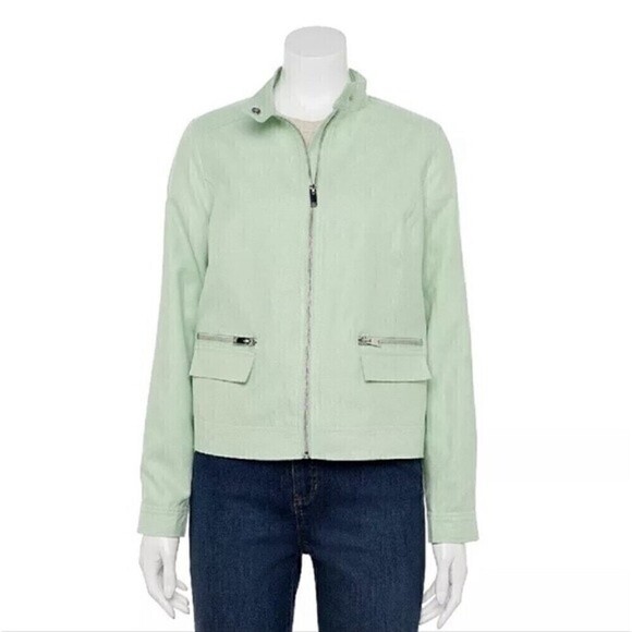 New Apt. 9 Long Sleeve Moto Jacket in Pearberry Green Retail $68.00 size XS - Picture 13 of 14
